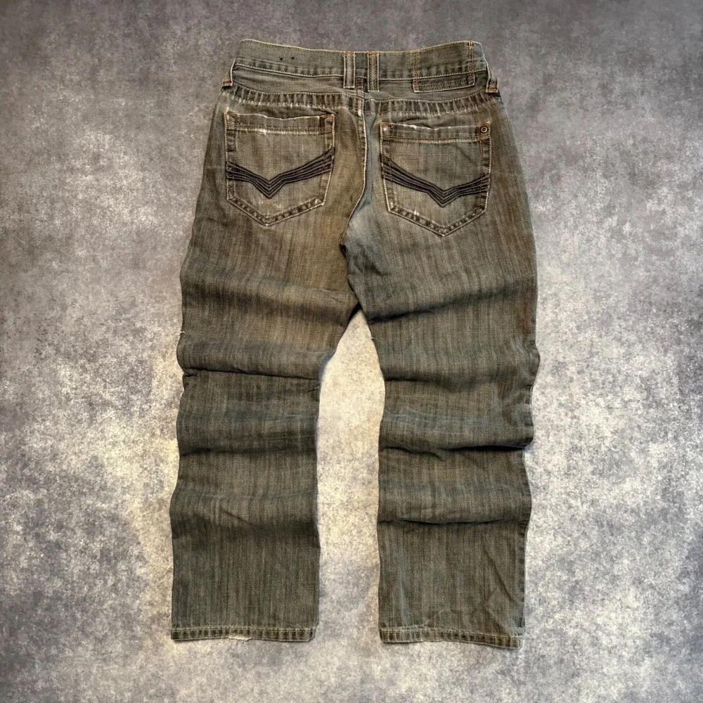 Y2K Guess Jayce Slim Bootcut Jeans Mens 29x30 Gray Distressed Denim